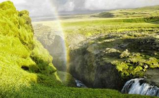 Rainbow in icelandic canyon