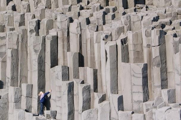 Reynisfjara basalt formation on the south shore in iceland